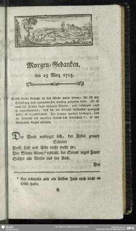 Morgen-Gedanken. den 25 Merz 1725