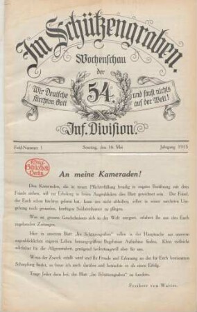 1915: Im Schützengraben