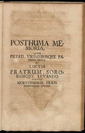 Posthuma Memoria [...]