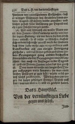 Das 8. Hauptstück. Von der vernünfftigen Liebe gegen uns selbst.