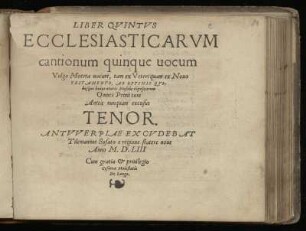 Liber quintus ecclesiasticarum cantionum quinque vocum ... Tenor