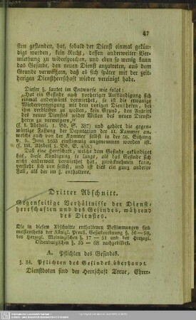 Dritter Abschnitt. Gegenseitige Verhältnisse der Dienstherrschaften und des Gesindes, während des Dienstes