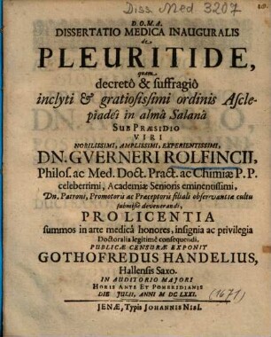 Dissertatio Medica Inauguralis de Pleuritide