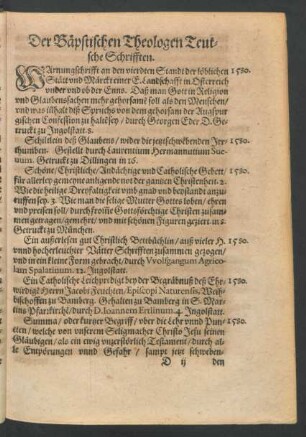 Der Bäpstischen Theologen Teutsche Schrifften.