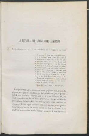 Las reformas del código civil argentino - (Antecedentes de la ley de reformas de Setiembre 9 de 1882)