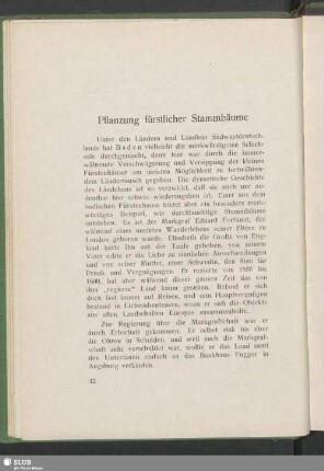 Pflanzung fürstlicher Stammbäume