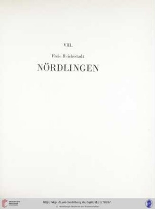 VIII. Freie Reichsstadt Nördlingen