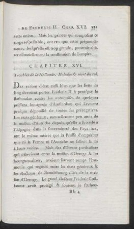 Chapitre XVI. Troubles de la Hollande. Maladie & mort du roi