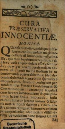 Cura Praeservativa Innocentiae