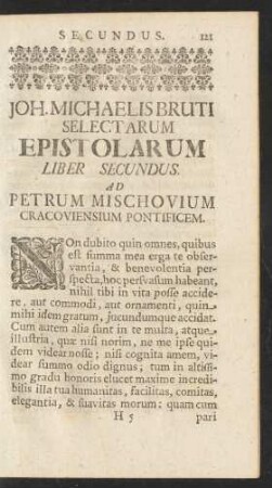 Ad Petrum Mischovium Cracoviensium Pontificem.