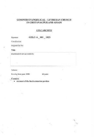 STATEMENT OF ACCOUNTS