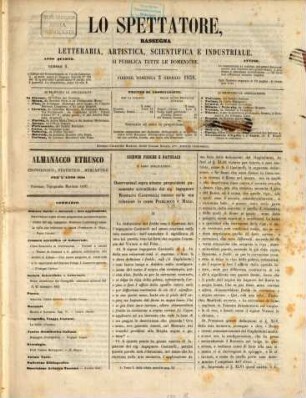 Lo Spettatore : rassegna letteraria, artística, scientifica e industriale. 4. 1858