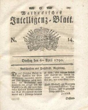 No. 14, Dinstag den 6ten April 1790