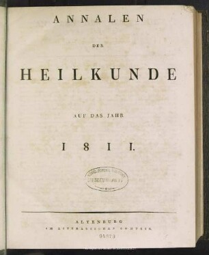 1811: Annalen der Heilkunde : d. Jahrs ...