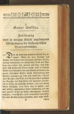 I. Ganze Aufsäze