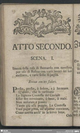 Atto Secondo / Zweyte Abhandlung