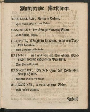 Auftretende Persohnen