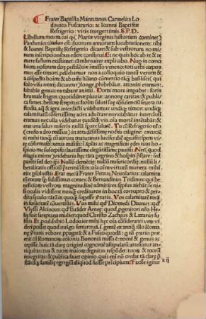 Baptistae Mantuani Poetae Oratorisq[ue] clarissimi duarum Parthenicum libri