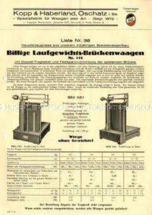 Liste Nr. 38 / Billige Laufgewichts-Brückenwaagen