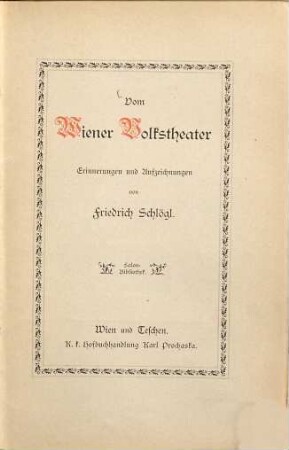 Vom Wiener Volkstheater : Erinnerungen und Aufzeichnungen