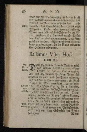 Balsamus Vitæ Hofmanni.