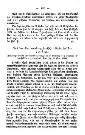 Aus der Versammlung deutscher Naturforscher und Ärzte