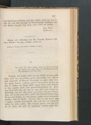 167. [Sten Stkure till Svante Nilsson, förord för Henrik Svessing, som fruktar, han skall mista sin häradshöfdingetjenst, dat. Nyköping d. 22 Febr. 1500]