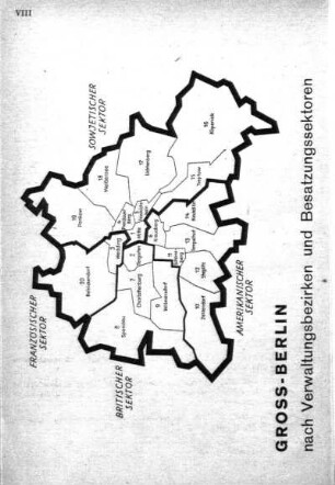 Karte: Gross-Berlin nach Verwaltungsbezirken und Besatzungssektoren