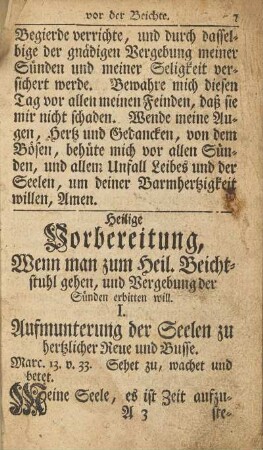 Heilige Vorbereitung, Wenn man zum Heil. Beichtstuhl gehen, und Vergebung der Sünden erbitten will.