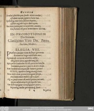 In Promotionem Doctoratus. Clarissimo Viro Dn. Petro Paulino, Medico. Elegia VIII.