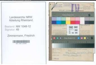 Entnazifizierung Friedrich Zimmermann , geb. 21.12.1898 (Ingenieur)