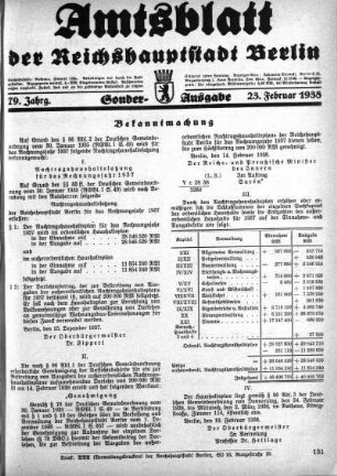Sonder-Ausgabe, 23. Februar 1938