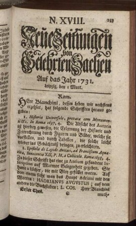 N. XVIII. Leipzig, den I Mart. - N. XXVI. Leipzig, den 29 Mart.