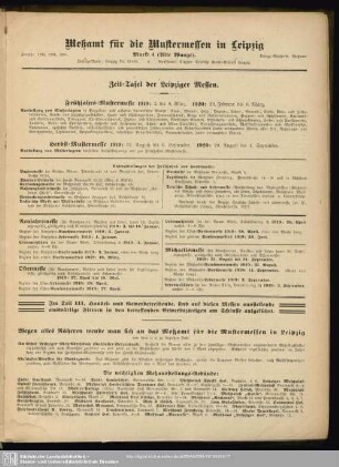 Zeit-Tafel der Leipziger Messen