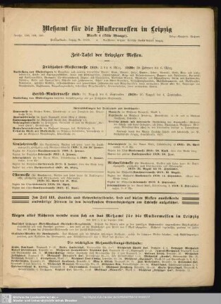 Zeit-Tafel der Leipziger Messen