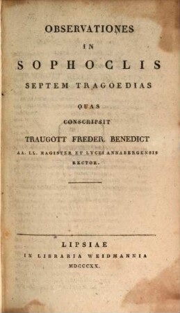 Observationes in Sophoclis septem Tragoedias