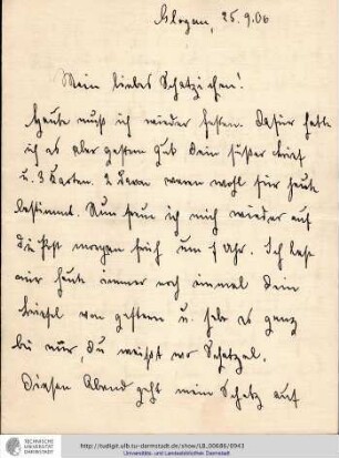 Brief vom 25.09.1906