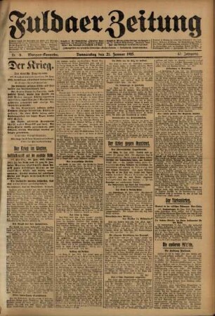 Erste Ausgabe vom Donnerstag, den 21. Januar 1915.