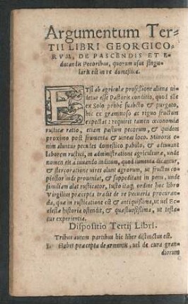 Argumentum Tertii Libri Georgicorum ...
