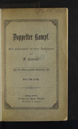 Doppelter Kampf : ein Schauspiel in vier Aufzügen