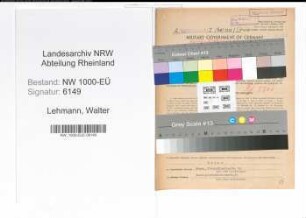 Entnazifizierung Walter Lehmann, geb. 15.09.1903 (Kaufmann)