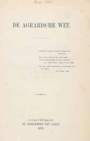 De agrarische wet