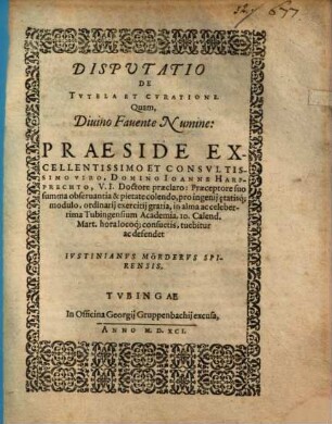 Disp. de tutela et curatione