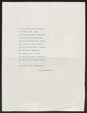 von Hannes M. Avenarius an Gerhart Hauptmann