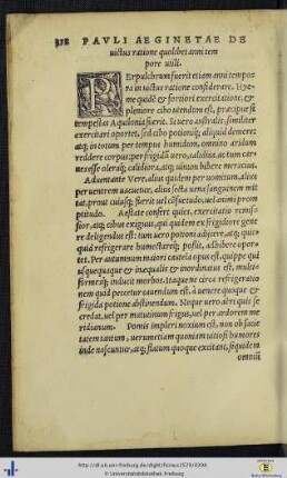 Pauli Aeginetae de victus ratione quolibet anni tempore utili.
