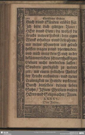 LXXXV. [Drey Gebet den schwangern Frawen teglich zu sprechen.] Das Ander