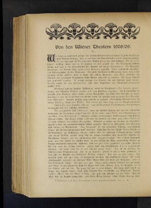 Von den Wiener Theatern 1908/09