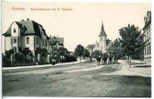 Grimma. Bahnhofstraße mit Postamt