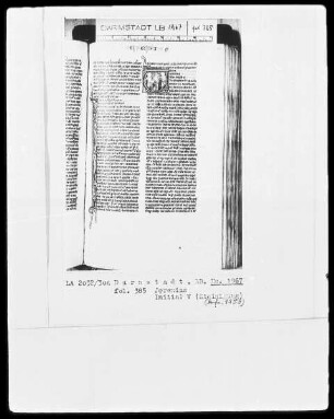 Biblia sacra mit Missale — Initiale V mit Steinigung, Folio 385recto