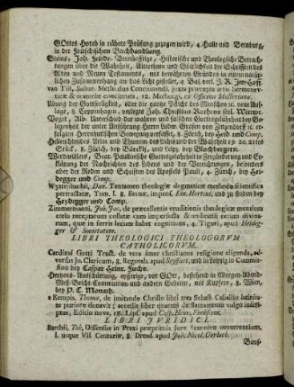 Libri Theologici Theologorvm Catholicorvm.